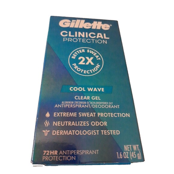 Gillette Clinical Antiperspirant Deodorant Clear Gel men's Cool Wave 1.6 oz new - Picture 2 of 3